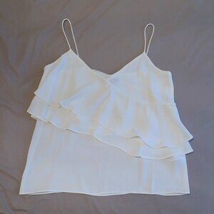 NWOT J. Crew Drapey Ruffle Chiffon Camisole in White/Cream (P00)
